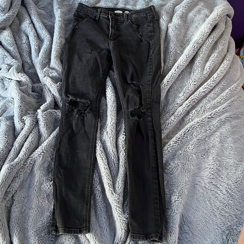 rockstar super skinny high rise ripped black jeans